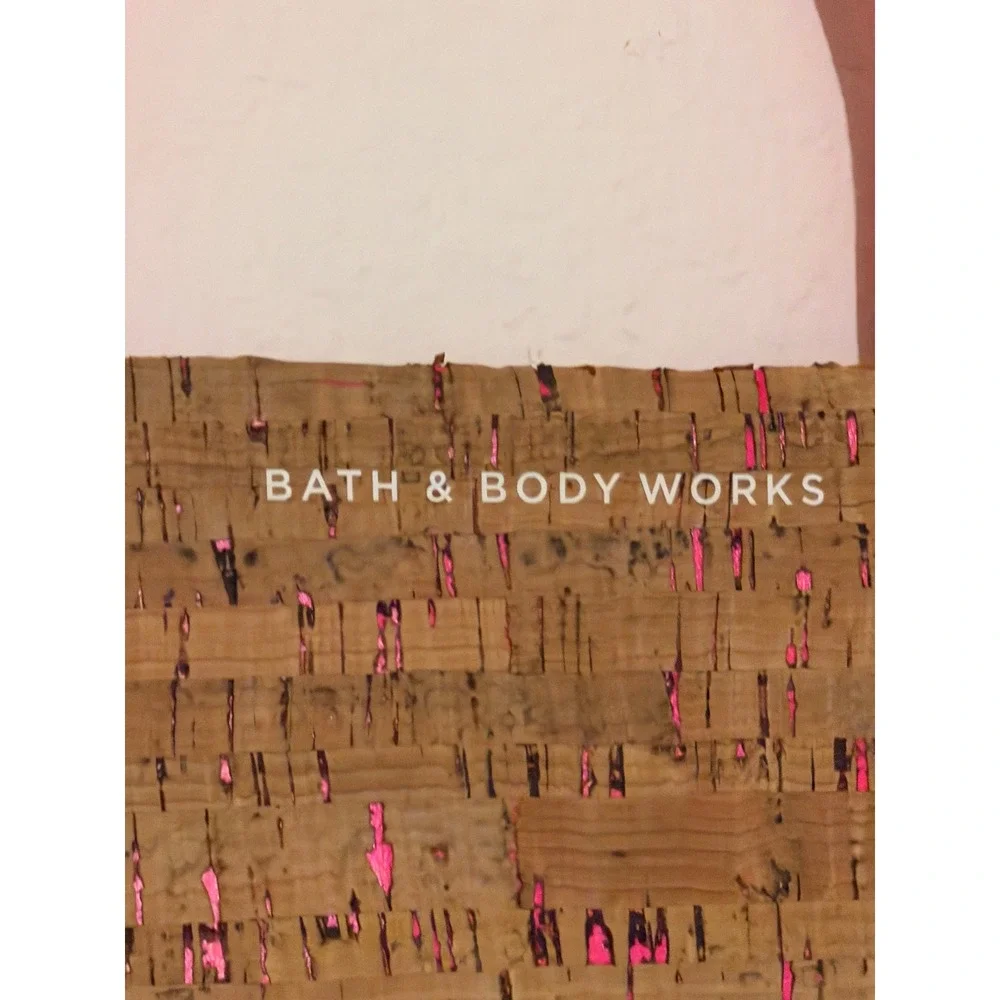 Bath & Body Works Cork Tote Bag Neon Pink Metallic Flecked Reusable Gift Bag NWT